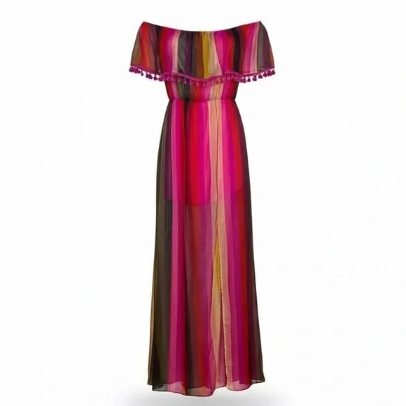 Aakaa Strapless‎ Striped Maxi Dress Multicolor - Picture 9 of 9